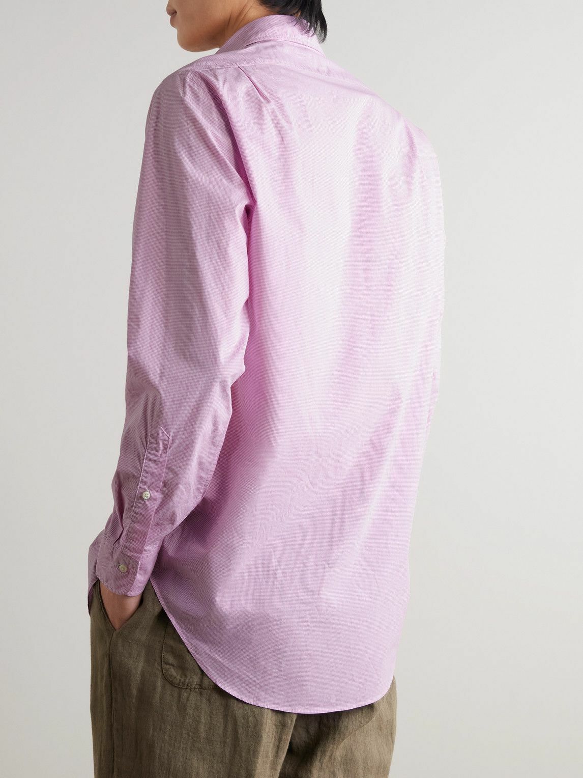 Sid Mashburn - Spread-Collar Checked Cotton-Poplin Shirt - Pink