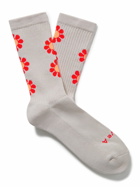 Rostersox - Peace Intarsia Ribbed Cotton-Blend Socks