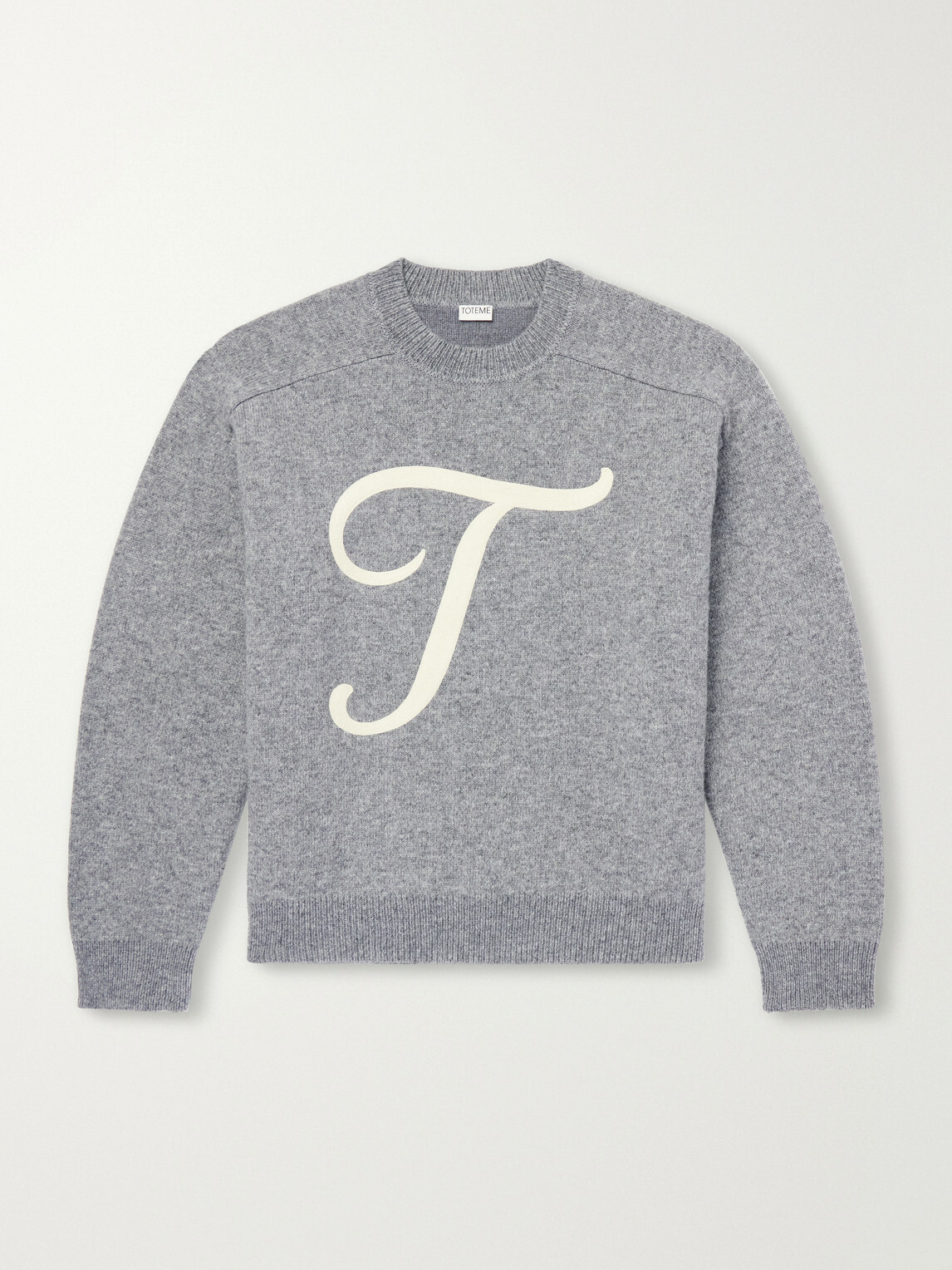 TOTEME - Logo-Embroidered Wool-Blend Sweater - Gray