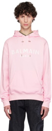Balmain Pink Printed Logo Hoodie