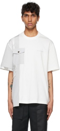Feng Chen Wang White & Grey Paneled T-Shirt