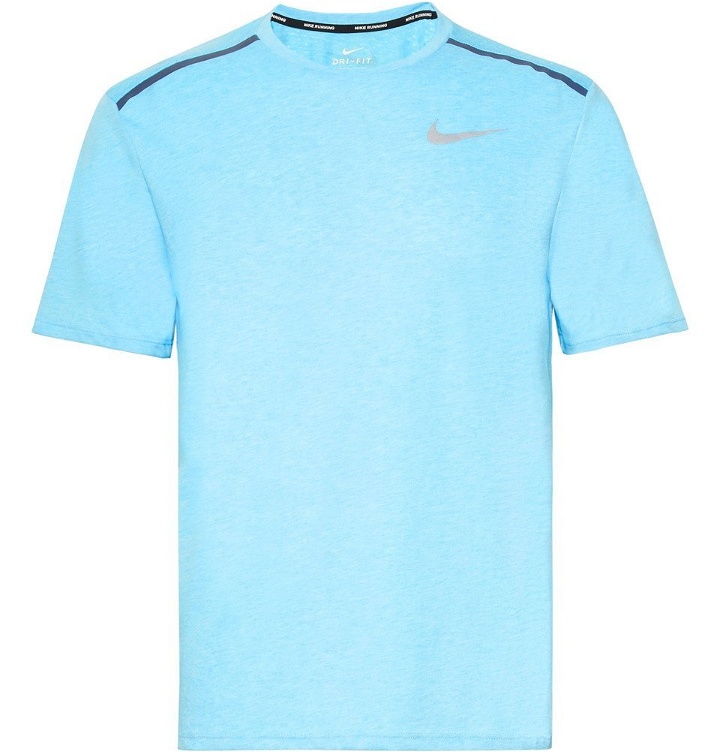 Photo: Nike Running - Rise 365 Perforated Mélange Dri-FIT T-Shirt - Men - Blue