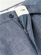De Petrillo - Straight-Leg Pleated Linen Suit Trousers - Blue