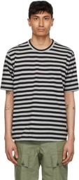 Junya Watanabe Grey & Black Horizontal Stripe T-Shirt