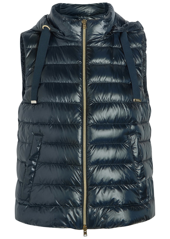 Photo: Herno Padded Hooded Glossed Shell Gilet Blue