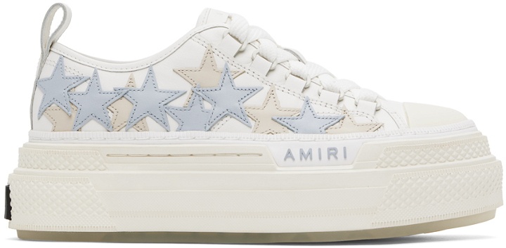 Photo: AMIRI White & Blue Platform Stars Court Low Sneakers