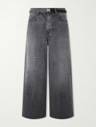 Sacai - Beyondexx Wide-Leg Belted Distressed Jeans - Gray