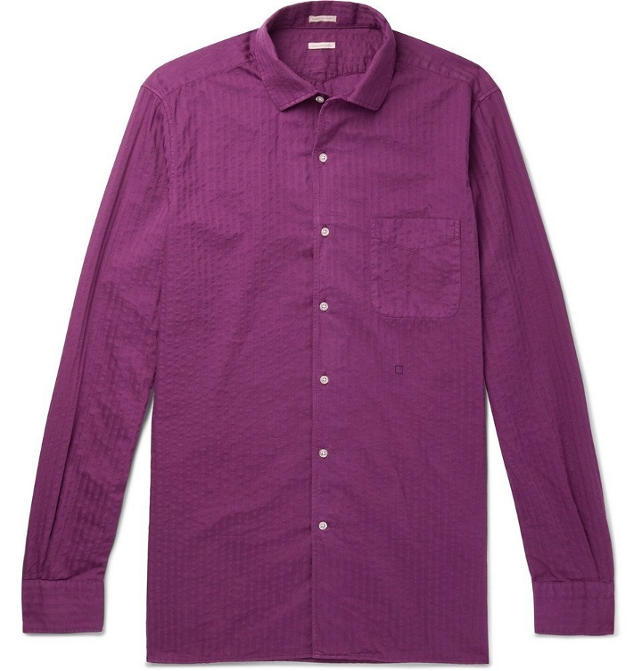 Photo: Massimo Alba - Striped Watercolour-Dyed Cotton Shirt - Men - Purple