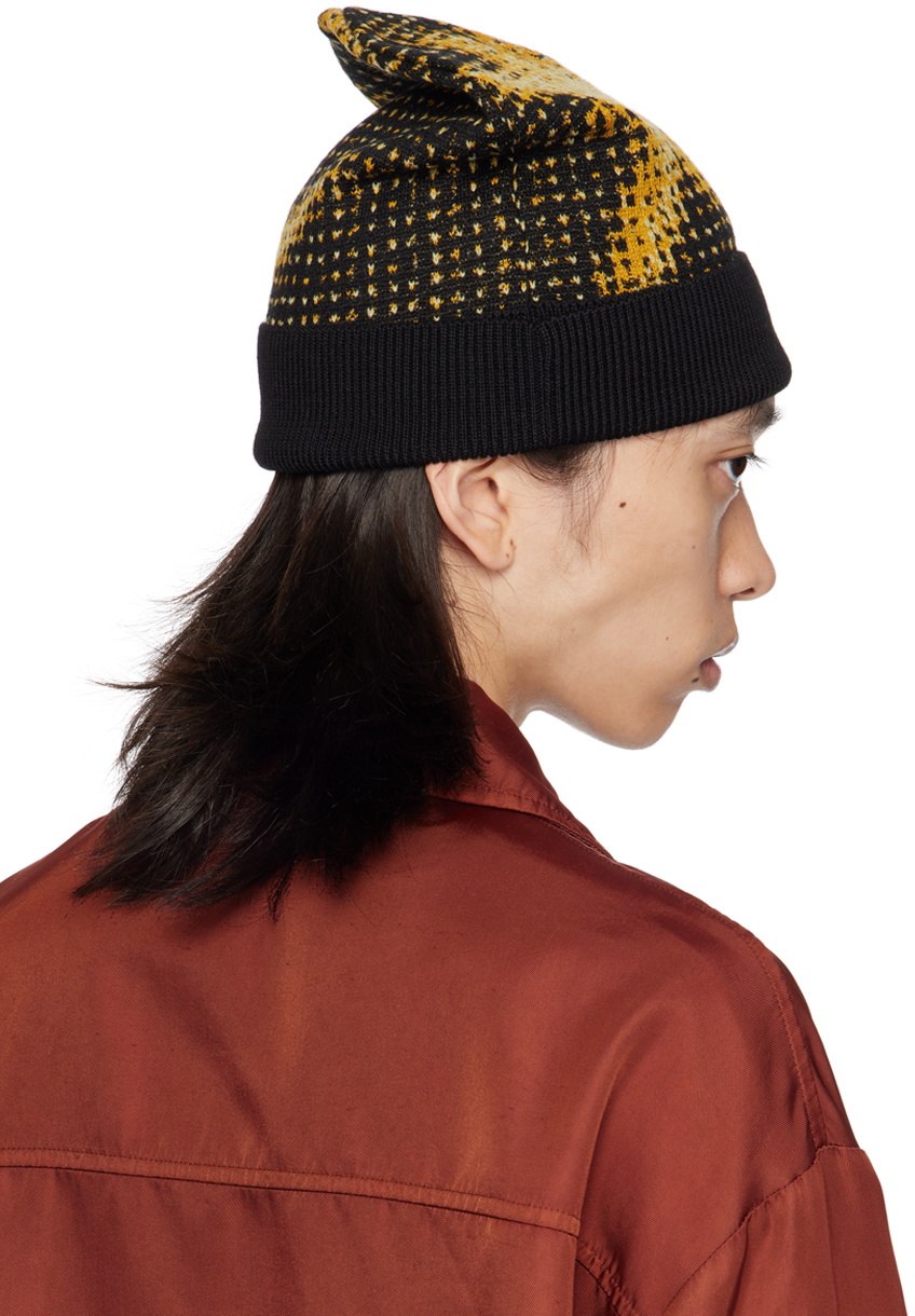 Dries Van Noten Black & Yellow Jacquard Beanie