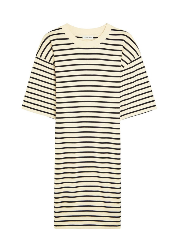 Photo: Anine Bing Mona Striped Cotton-blend Mini Dress White And Black
