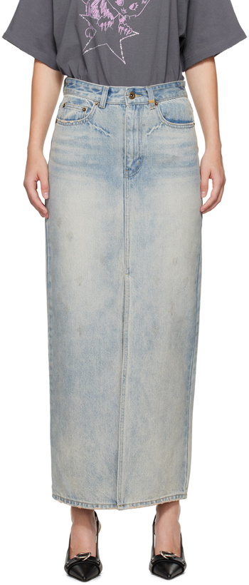 Photo: We11done Blue Washed Denim Maxi Skirt
