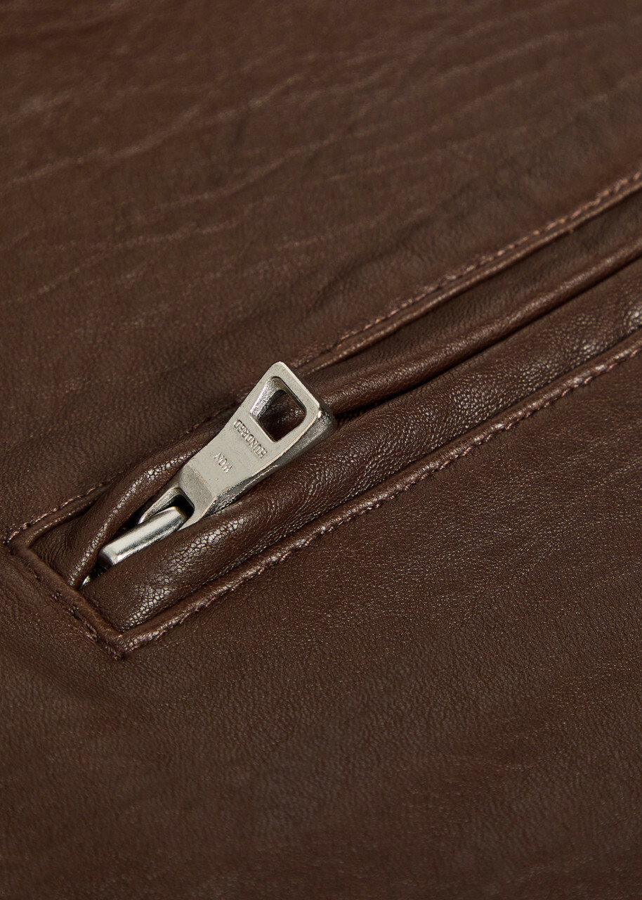 Won Hundred Dutton Textured Leather Jacket Dark Red