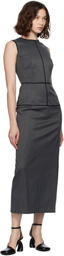 MM6 Maison Margiela Gray Raw Edge Midi Dress