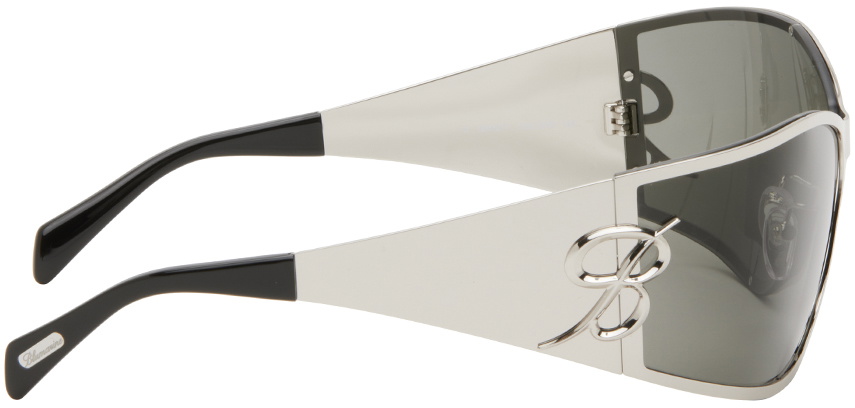 Blumarine Silver Metal Wraparound Sunglasses