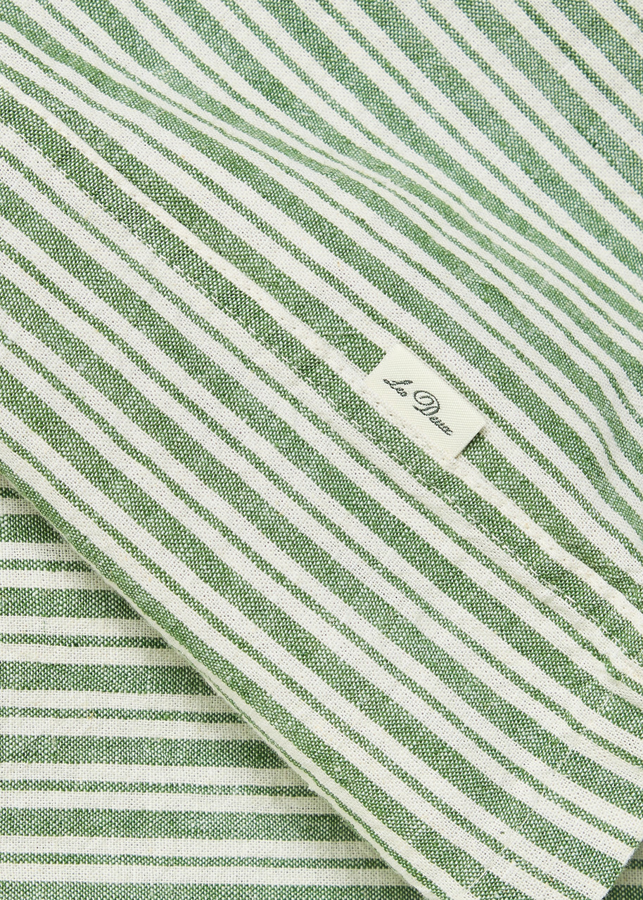 Les Deux Striped Cotton and Linen-blend Shirt Light Green