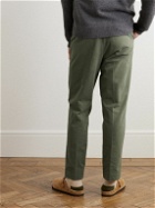 Officine Générale - Straight-Leg Belted Cotton-Twill Trousers - Green