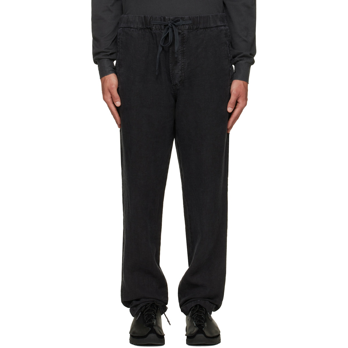 Citizens of Humanity Black Drawstring Deck Linen Trousers