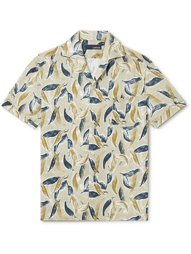 Photo: Lardini - Camp-Collar Printed Linen Shirt - Neutrals