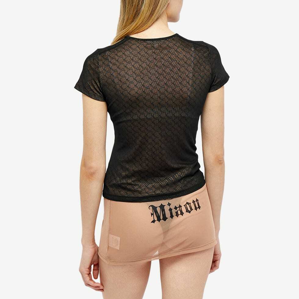 Miaou Women's Monogram Mesh Mini T-Shirt in Black Monogram Miaou