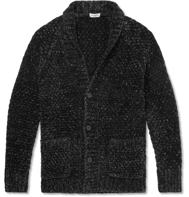 Photo: SAINT LAURENT - Slim-Fit Lurex-Chenille Cardigan - Black