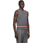 Thom Browne SSENSE Exclusive Grey Aran Cable Stripe Vest