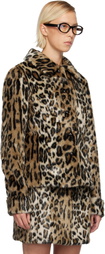 Anna Sui Beige & Black Leopard Faux-Fur Jacket