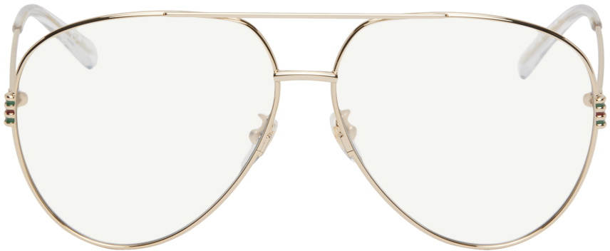 Gucci Gold Oversized Aviator Eyeglasses frames Oversized aviator glasses in gold - Gucci | Mytheresa main image 2