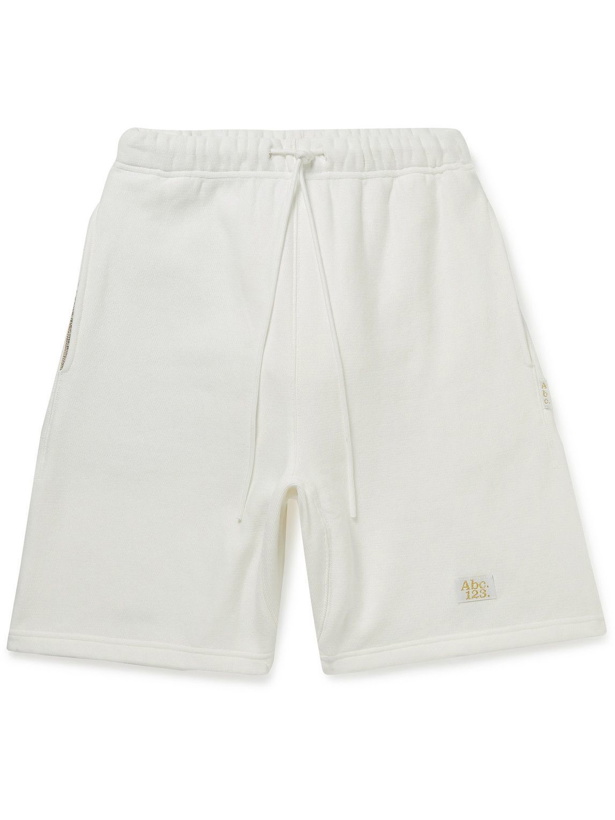 Photo: Abc. 123. - Wide-Leg Logo-Appliquéd Cotton-Jersey Drawstring Shorts - White