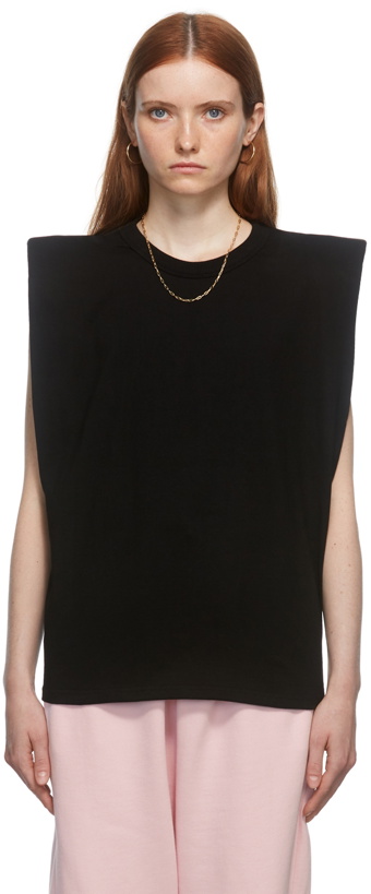 Photo: The Frankie Shop Black Padded Shoulder Eva T-Shirt