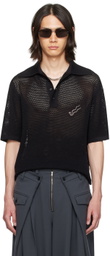 LU'U DAN Black Net Polo
