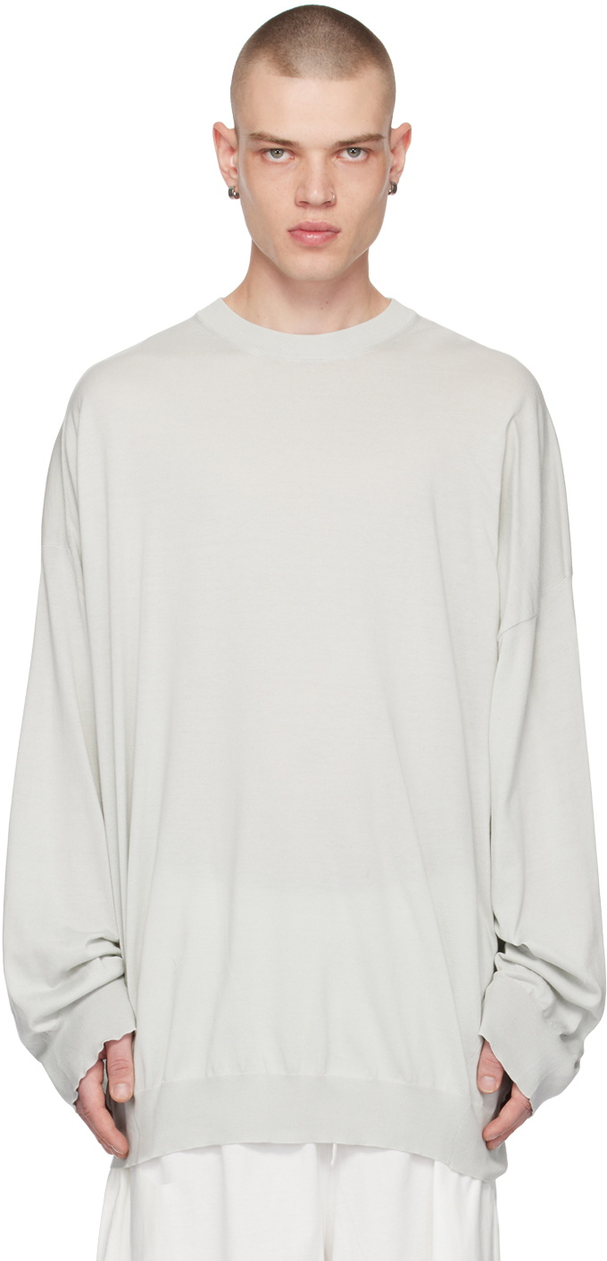 Hed Mayner Gray Crewneck Long Sleeve T-Shirt
