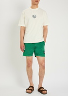 Stone Island Logo Crinkled Nylon Swim Shorts Dark Green