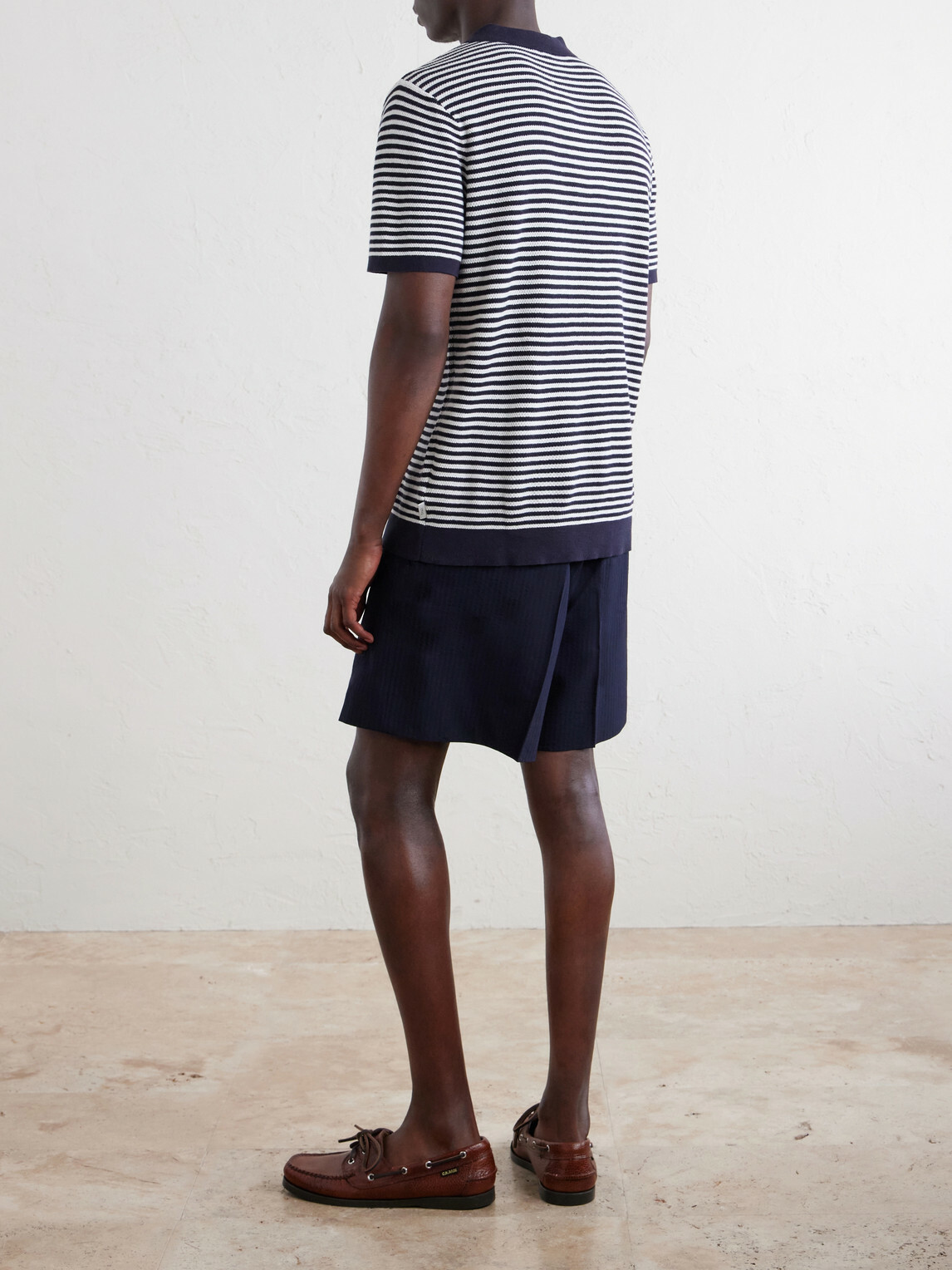 Onia - Striped Textured-Cotton Polo Shirt - Blue