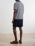 Onia - Striped Textured-Cotton Polo Shirt - Blue