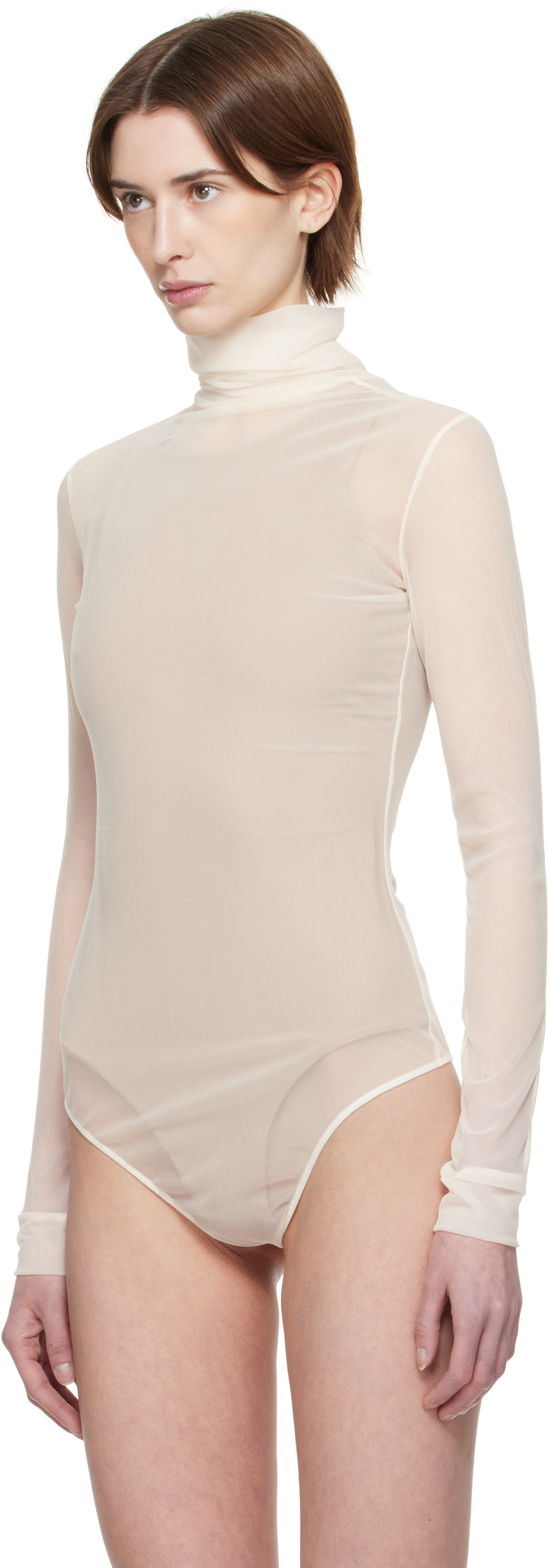 Maison Margiela Off-White High-Neck Bodysuit