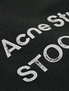 Acne Studios - Franziska Garment-Dyed Distressed Logo-Print Cotton-Blend Jersey Hoodie - Black