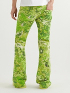 Collina Strada - Puddle Slim-Fit Flared Floral-Print Cotton-Twill Trousers - Green