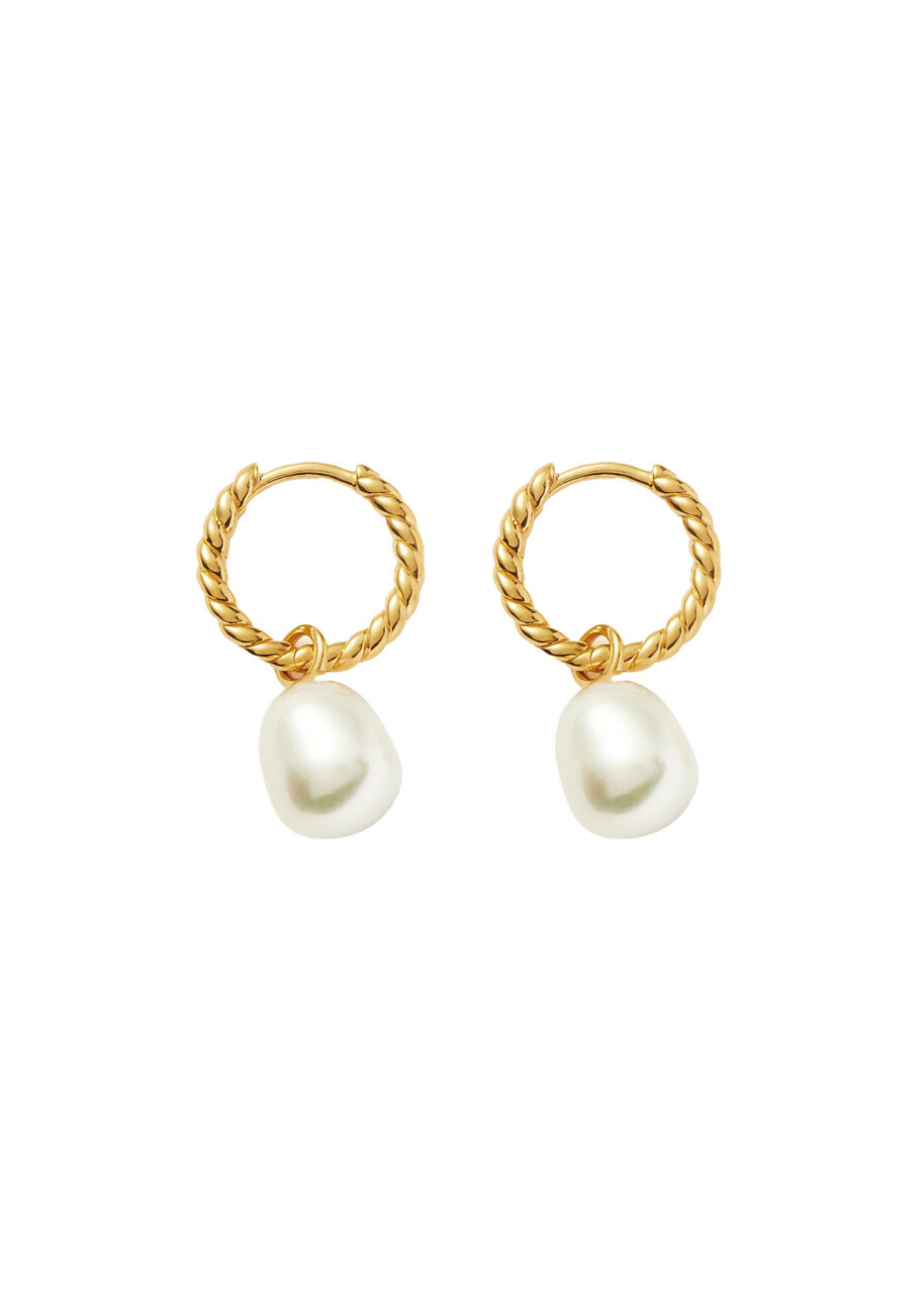 Missoma Pearl 18ct Gold Plated Vermeil Drop Earrings - One Size