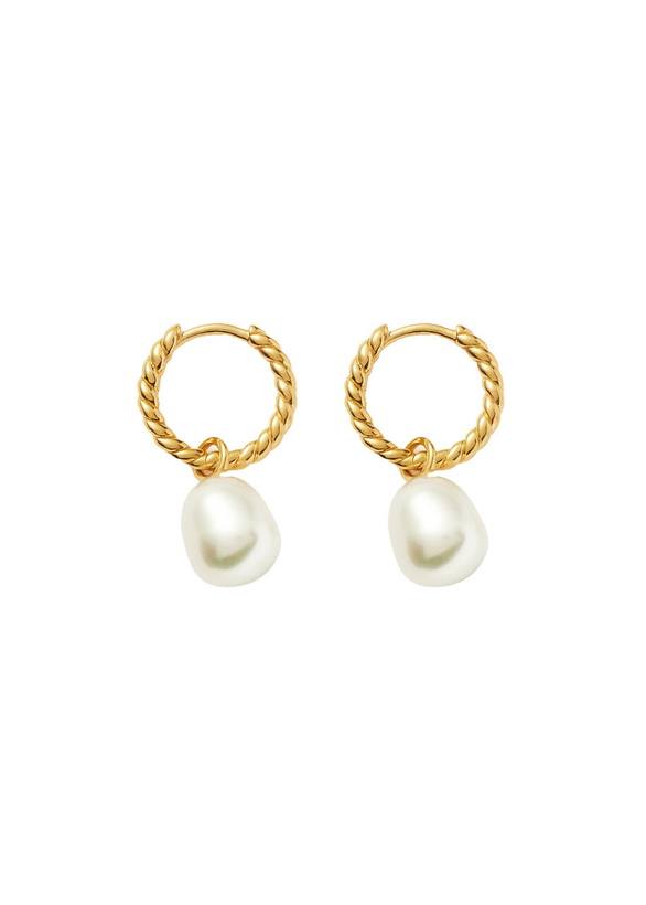 Photo: Missoma Pearl 18ct Gold Plated Vermeil Drop Earrings - One Size