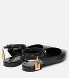 Tom Ford - Padlock snake-effect leather slingback flats