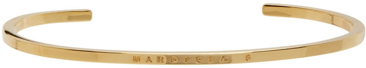 Photo: MM6 Maison Margiela Gold Slim Logo Cuff Bracelet