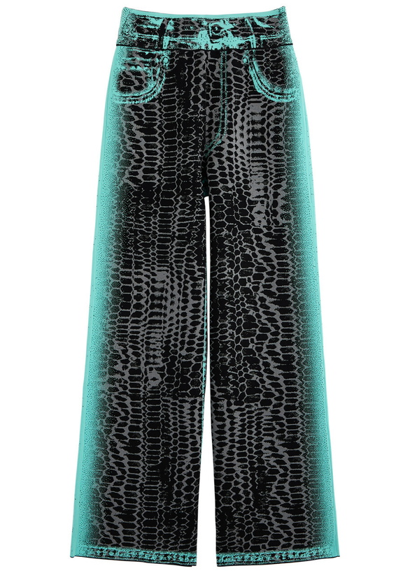 Photo: PH5 Zahra Printed Wide-leg Knitted Trousers Black