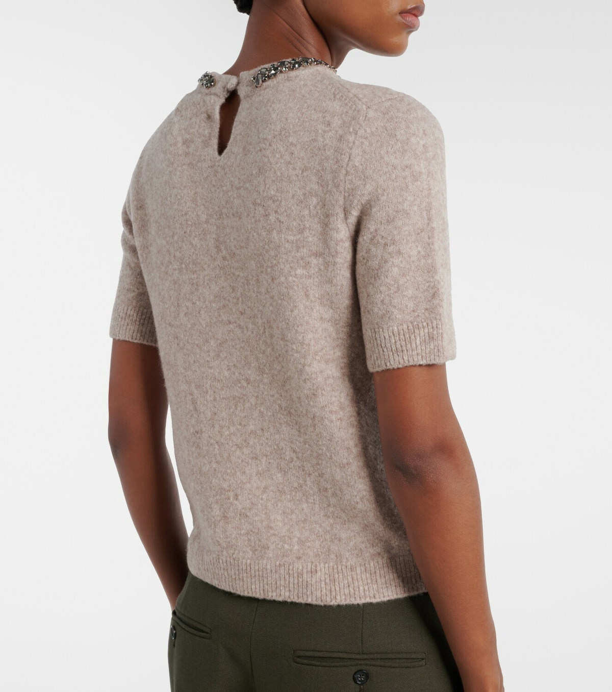 Velvet Briana embellished wool-blend top
