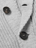 William Lockie - Duncan Shawl-Collar Ribbed Merino Wool and Cashmere-Blend Cardigan - Gray