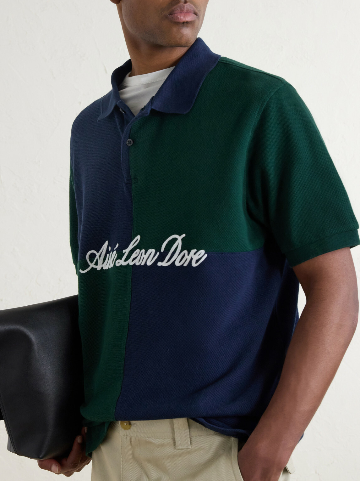Aimé Leon Dore - Logo-Embroidered Colour-Block Cotton-Piqué Polo Shirt - Green