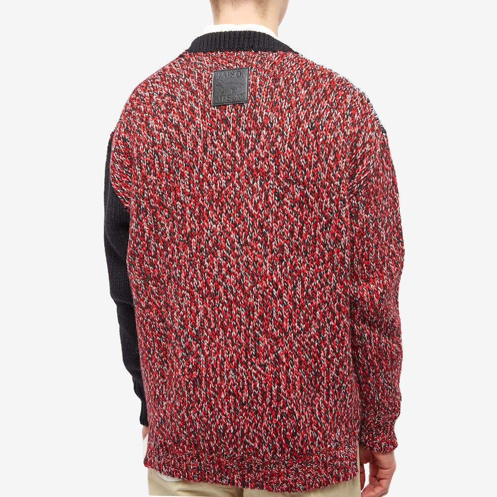 Maison Kitsuné Men's Mouline Check Cardigan in Black/Red Check