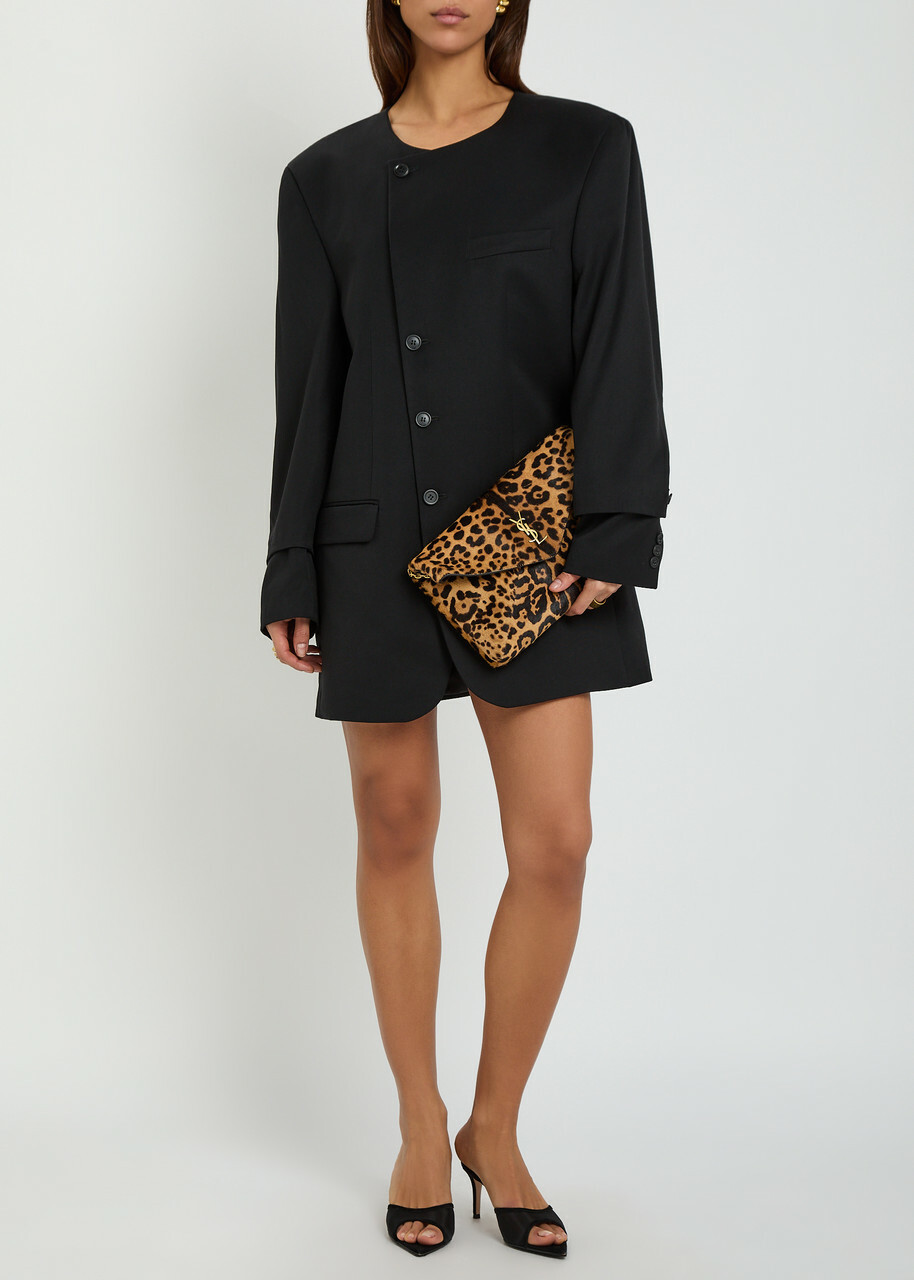 Bettter Oversized Wool-blend Mini Blazer Dress Black