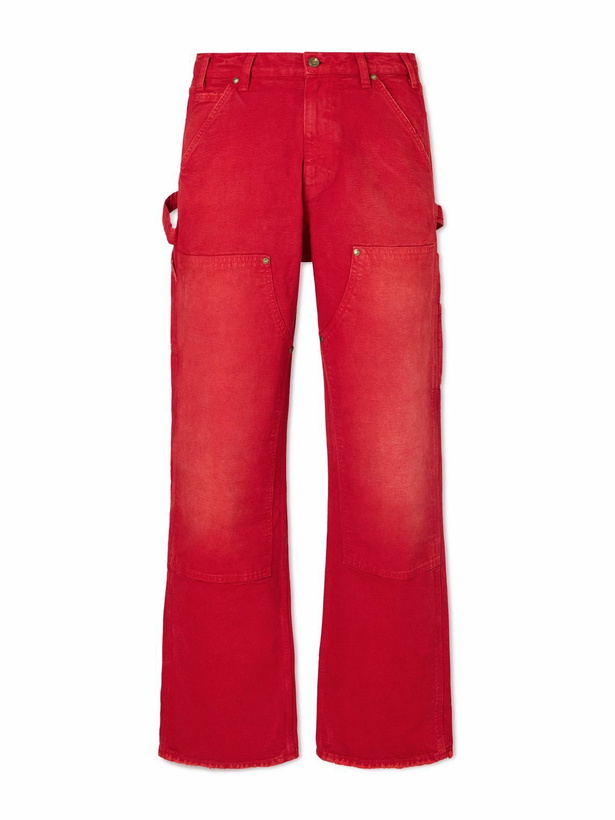 Photo: Cherry Los Angeles - Wide-Leg Cotton-Canvas Trousers - Red