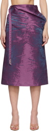 Diesel Purple Satin Denim Midi Skirt