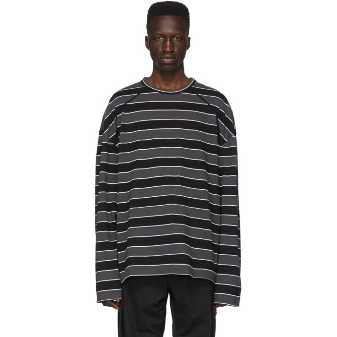 Photo: Juun.J Black Striped Long Sleeve T-Shirt